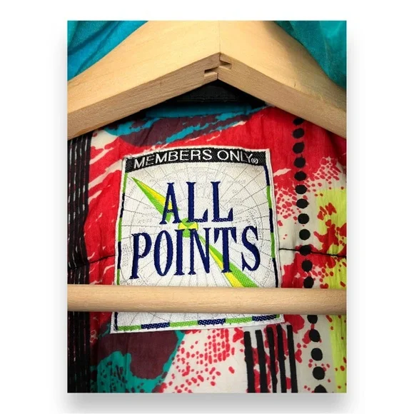 Vintage Members Only All Points Color Bomb Graphic Print Retro Ski Jacket 1980’s - Picture 5 of 16